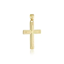 Pingente Cruz Lisa Banhado a Ouro 18 k
