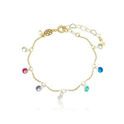 Pulseira Infantil Canutilhos e Cristais Coloridos