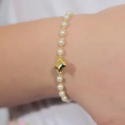 Pulseira Infantil Pérolas com Coração