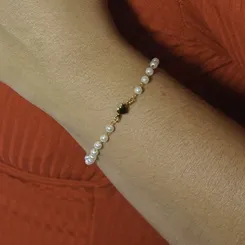 Pulseira Infantil Pérolas e Coração