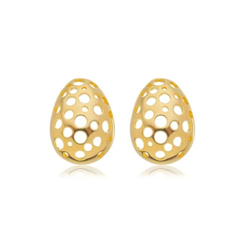 Brinco Oval 3D Vazado em Círculos