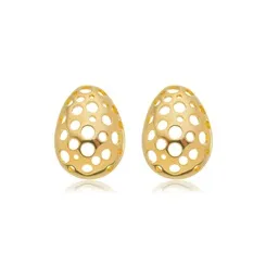 Brinco Oval 3D Vazado em Círculos