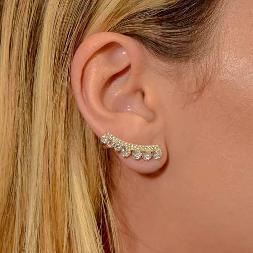 Brinco Earcuff Zircônias Redondas