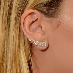 Brinco Earcuff Zircônias Redondas